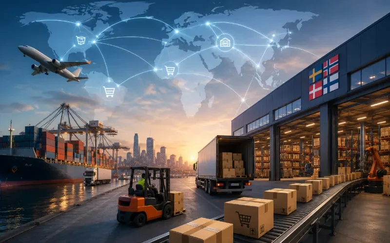 Logistiken som möjliggör internationell e-handel när nordiska företag globaliseras